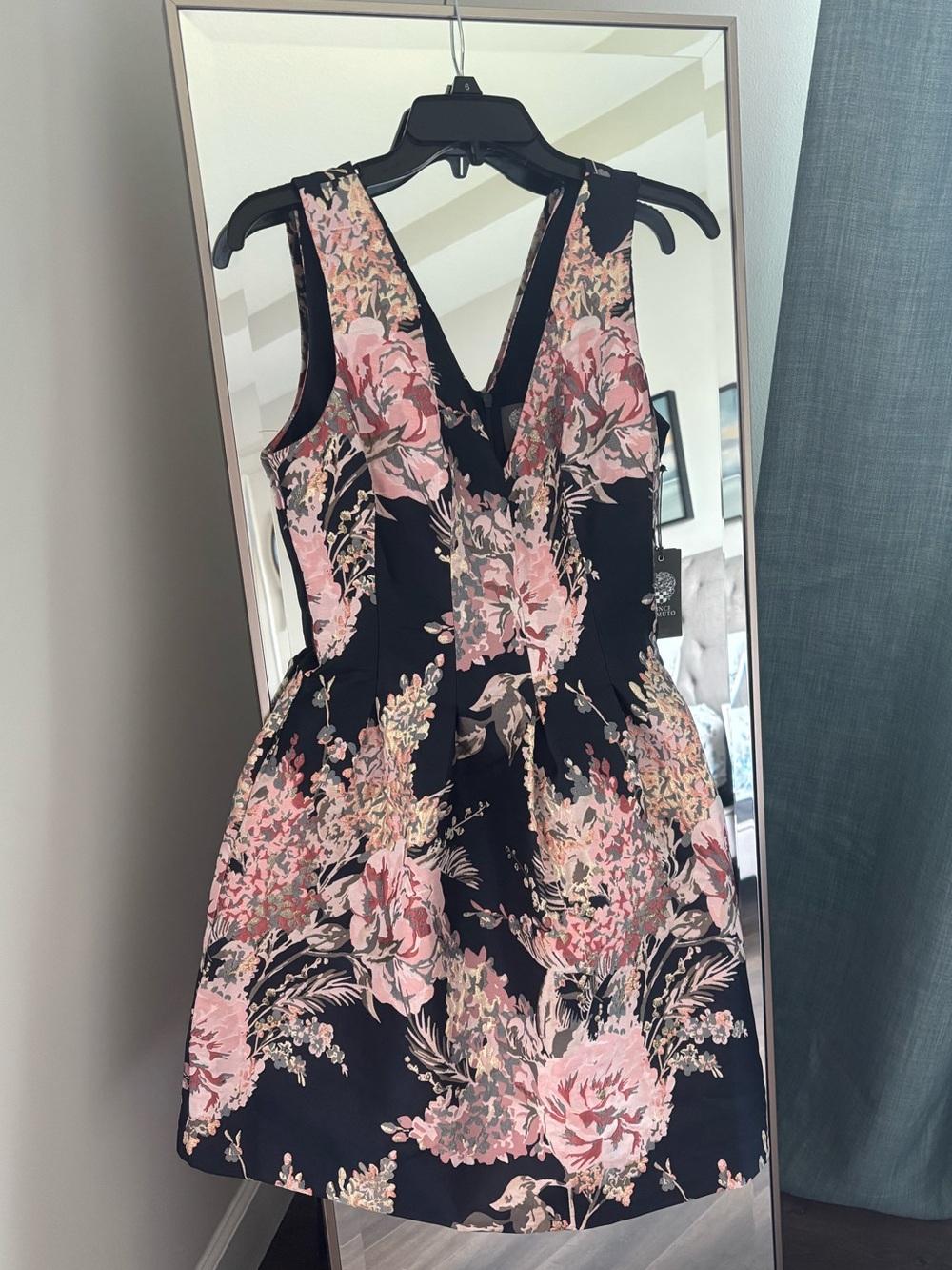 Vince Camuto Black Dress with Pink Floral Print